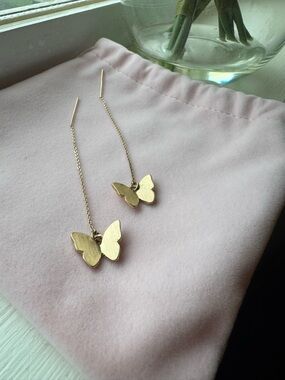 Gold Butterfly Threader Earrings - Elegant Women’s Jewelry